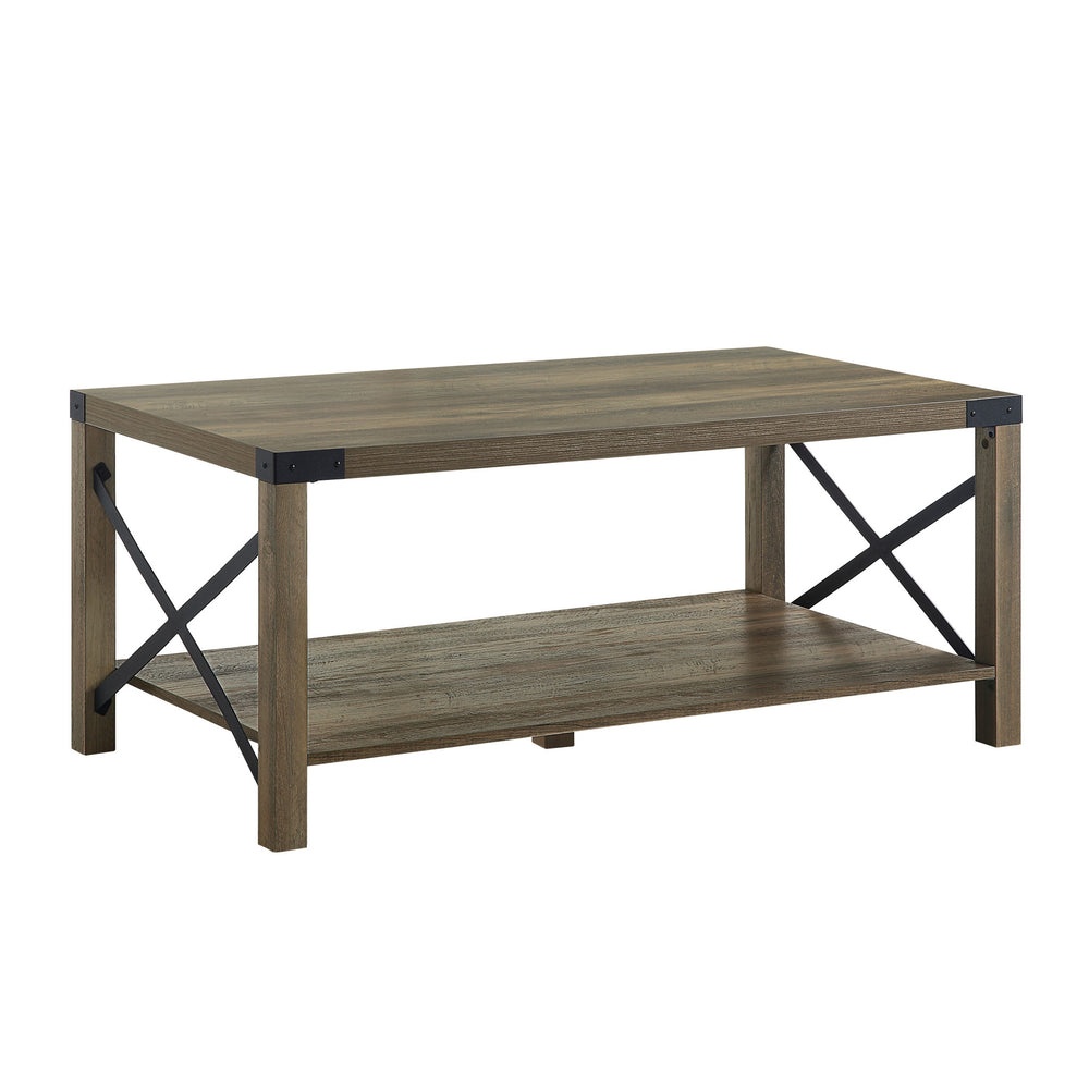 Homeroots 47" Oak Coffee Table With Shelf   490577