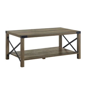 Homeroots 47" Oak Coffee Table With Shelf   490577