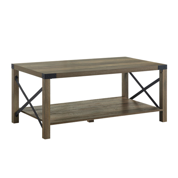 Homeroots 47" Oak Coffee Table With Shelf   490577