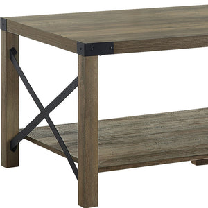 Homeroots 47" Oak Coffee Table With Shelf   490577