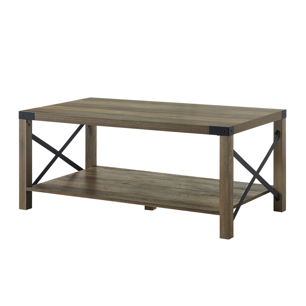 Homeroots 47" Oak Coffee Table With Shelf   490577