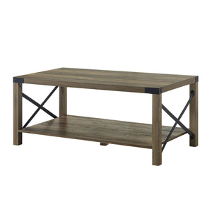 Homeroots 47" Oak Coffee Table With Shelf   490577