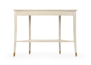 Wildwood Oaklee Cerused Oak Demilune Console Table For Narrow Entryways With Antique Brass Caps, 44" Wide 490581