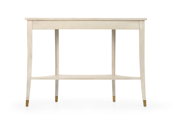 Wildwood Oaklee Cerused Oak Demilune Console Table For Narrow Entryways With Antique Brass Caps, 44" Wide 490581