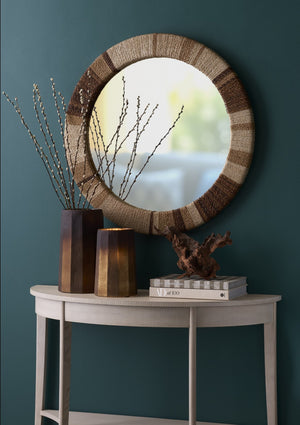 Wildwood Oaklee Cerused Oak Demilune Console Table For Narrow Entryways With Antique Brass Caps, 44" Wide 490581