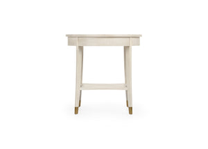Wildwood Oaklee Cerused Oak End Table With Antique Brass Caps — Round 26" Compact Rustic-Modern Accent Piece 490584