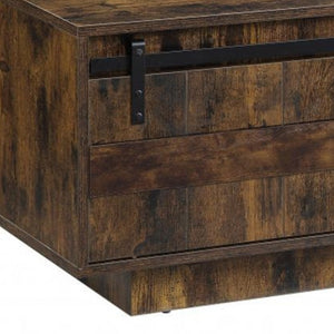 Homeroots 47" Brown And Black Melamine Veneer And Wood Coffee Table With Drawer And Shelf   490586