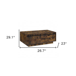 Homeroots 47" Brown And Black Melamine Veneer And Wood Coffee Table With Drawer And Shelf   490586