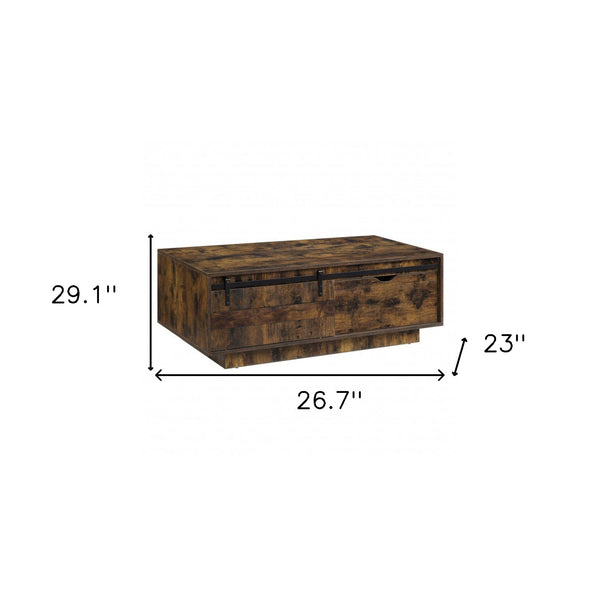 Homeroots 47" Brown And Black Melamine Veneer And Wood Coffee Table With Drawer And Shelf   490586