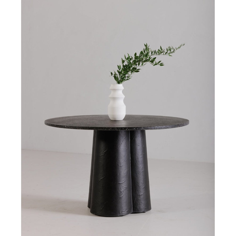 English Elm Mono Round Terrazzo Dining Table Concrete Base Seats 4 Architectural Modern B2769S00011