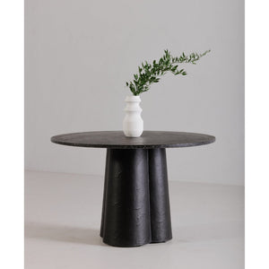 English Elm Mono Round Terrazzo Dining Table Concrete Base Seats 4 Architectural Modern B2769S00011