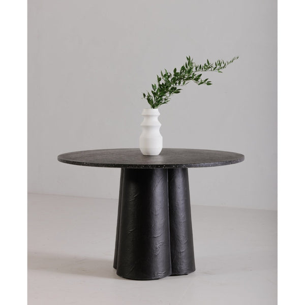 English Elm Mono Round Terrazzo Dining Table Concrete Base Seats 4 Architectural Modern B2769S00011