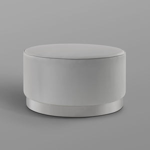 Homeroots 31" Gray Faux Leather And Silver Round Cocktail Ottoman Grey Pu,Chrome,Leather Pu  490600