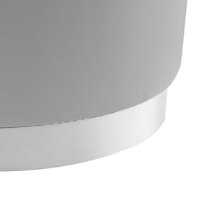 Homeroots 31" Gray Faux Leather And Silver Round Cocktail Ottoman Grey Pu,Chrome,Leather Pu  490600