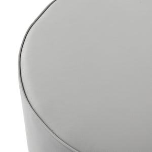 Homeroots 31" Gray Faux Leather And Silver Round Cocktail Ottoman Grey Pu,Chrome,Leather Pu  490600