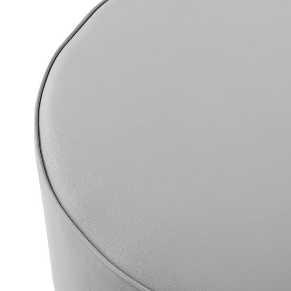 Homeroots 31" Gray Faux Leather And Silver Round Cocktail Ottoman Grey Pu,Chrome,Leather Pu  490600