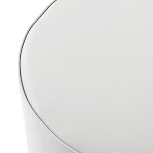 Homeroots 31" White Faux Leather And Gold Round Cocktail Ottoman White Pu,Gold,Leather Pu  490601