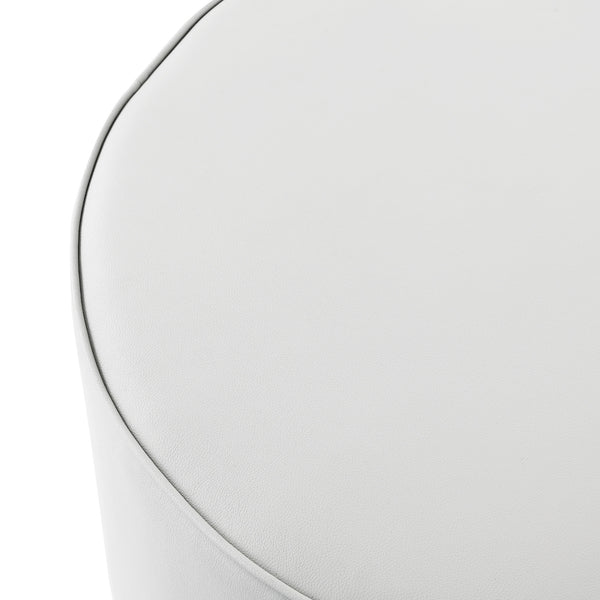 Homeroots 31" White Faux Leather And Gold Round Cocktail Ottoman White Pu,Gold,Leather Pu  490601