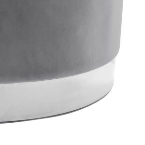 Homeroots 31" Gray Velvet And Silver Round Cocktail Ottoman Grey Velvet,Chrome,Velvet  490602