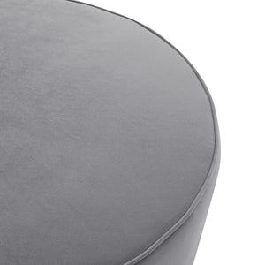 Homeroots 31" Gray Velvet And Silver Round Cocktail Ottoman Grey Velvet,Chrome,Velvet  490602