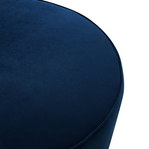 Homeroots 31" Navy Blue Velvet And Gold Round Cocktail Ottoman Navy Velvet,Gold,Velvet  490603