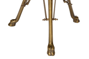 Wildwood Lion Brass Mirror Side Table With Narasimha Lion Head & Paw Base, Antique Patina Accent Piece 490604