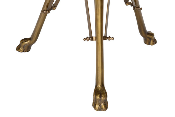 Wildwood Lion Brass Mirror Side Table With Narasimha Lion Head & Paw Base, Antique Patina Accent Piece 490604