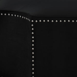 HomeRoots 33" Stylish Octagonal Cocktail Ottoman in Silver Faux Leather with Tufted Design & Nailhead Trim Black Velvet/Chrome, Velvet Velvet 490606