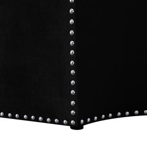 HomeRoots 33" Stylish Octagonal Cocktail Ottoman in Silver Faux Leather with Tufted Design & Nailhead Trim Black Velvet/Chrome, Velvet Velvet 490606