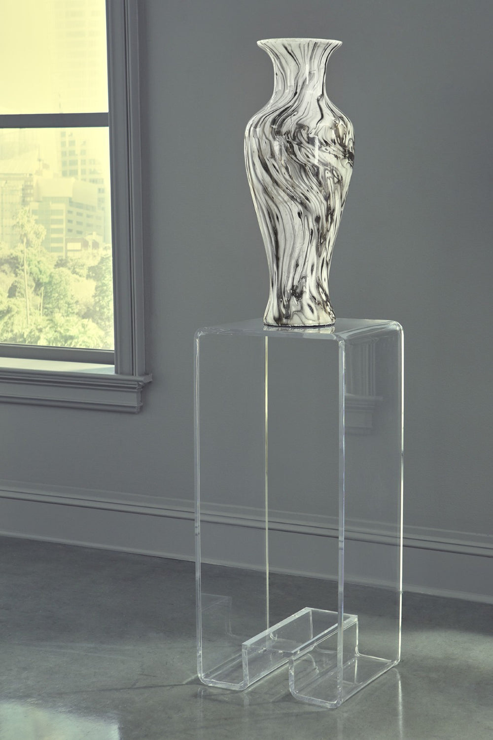 Wildwood Mykonos Clear Acrylic Pedestal Stand 38.5"H — Floating Plant & Sculpture Display For Modern Spaces 490611