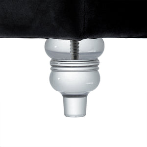 Homeroots 36" Black Velvet And Clear Tufted Storage Black  490611