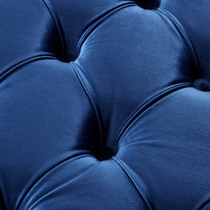 Homeroots 36" Blue Velvet And Clear Tufted Storage Blue  490612