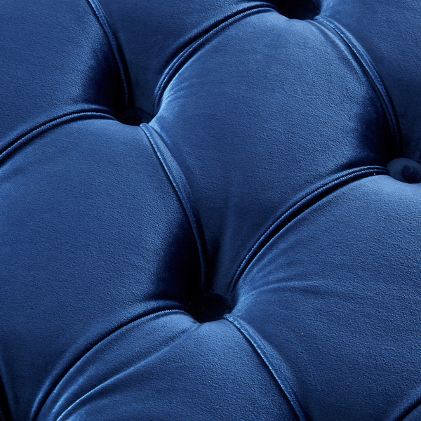 Homeroots 36" Blue Velvet And Clear Tufted Storage Blue  490612