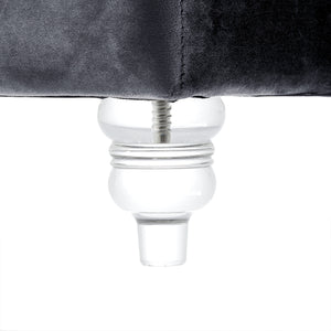 Homeroots 36" Gray Velvet And Clear Tufted Storage Grey  490613