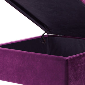 Homeroots 36" Purple Velvet And Clear Tufted Storage Purple  490614