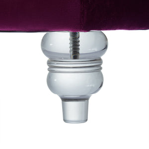 Homeroots 36" Purple Velvet And Clear Tufted Storage Purple  490614