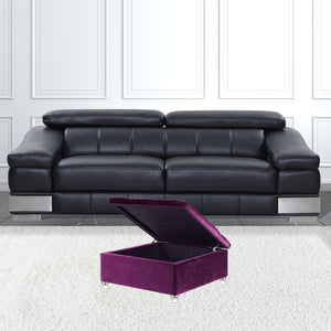 Homeroots 36" Purple Velvet And Clear Tufted Storage Purple  490614