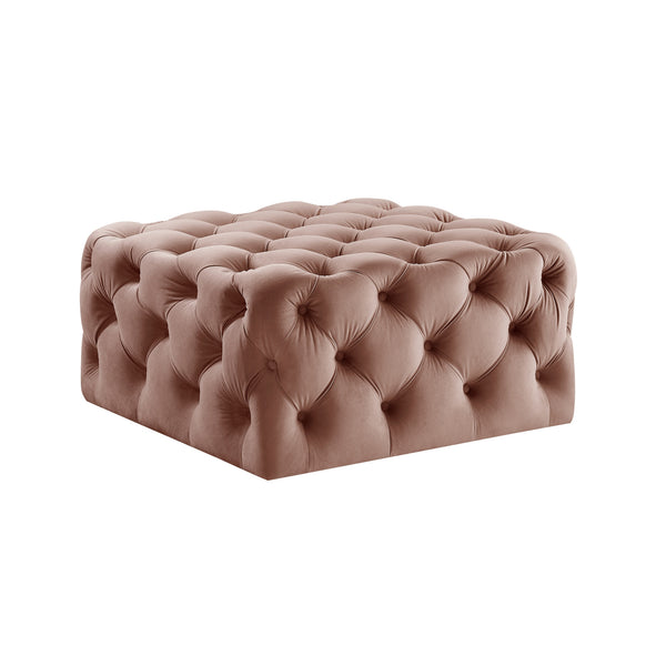 Homeroots 33" Blush Velvet Rolling Tufted Cocktail Ottoman Blush,Velvet  490615