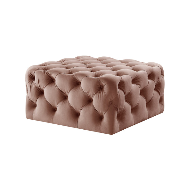 Homeroots 33" Blush Velvet Rolling Tufted Cocktail Ottoman Blush,Velvet  490615