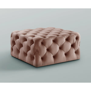 Homeroots 33" Blush Velvet Rolling Tufted Cocktail Ottoman Blush,Velvet  490615