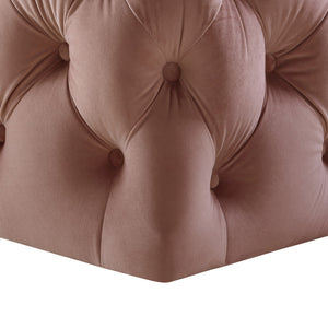 Homeroots 33" Blush Velvet Rolling Tufted Cocktail Ottoman Blush,Velvet  490615