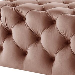Homeroots 33" Blush Velvet Rolling Tufted Cocktail Ottoman Blush,Velvet  490615
