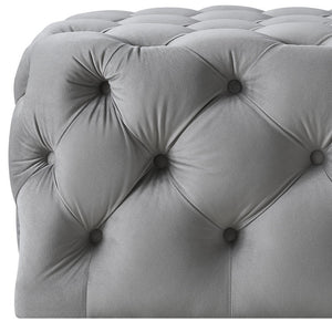 Homeroots 33" Gray Velvet Rolling Tufted Cocktail Ottoman Grey,Velvet  490616