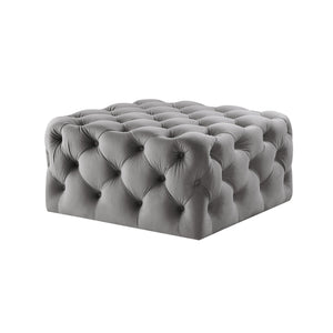 Homeroots 33" Gray Velvet Rolling Tufted Cocktail Ottoman Grey,Velvet  490616