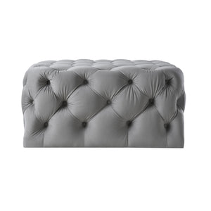 Homeroots 33" Gray Velvet Rolling Tufted Cocktail Ottoman Grey,Velvet  490616