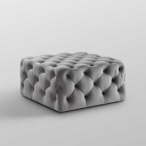 Homeroots 33" Gray Velvet Rolling Tufted Cocktail Ottoman Grey,Velvet  490616