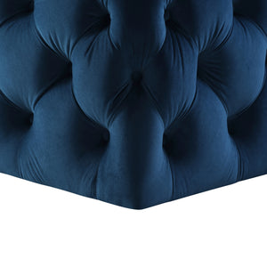 Homeroots 33" Navy Blue Velvet Rolling Tufted Cocktail Ottoman Navy,Velvet  490617