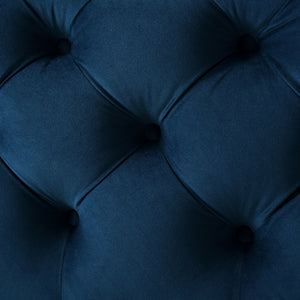 Homeroots 33" Navy Blue Velvet Rolling Tufted Cocktail Ottoman Navy,Velvet  490617