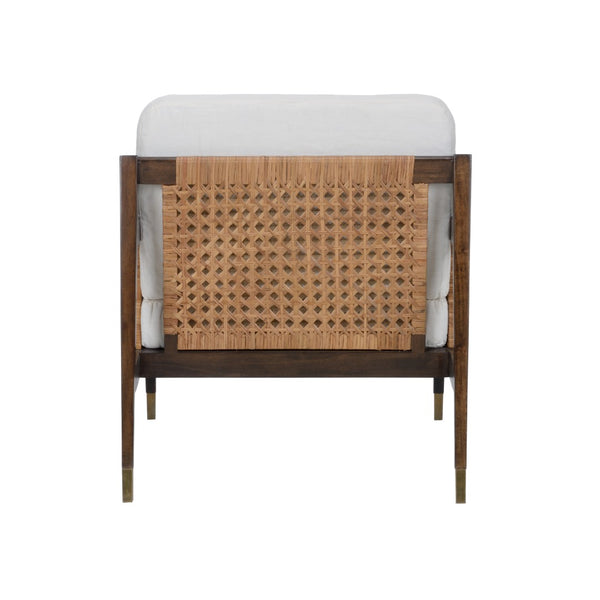 Wildwood Isle Handcrafted Lounge Chair With Woven Cane, Removable Cushions & Brass-Ferrule Tapered Legs — Coastal Crafted 490618