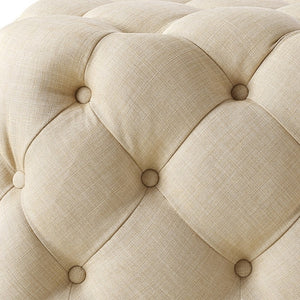 Homeroots 33" Beige Linen Rolling Tufted Cocktail Ottoman Beige,Linen  490618